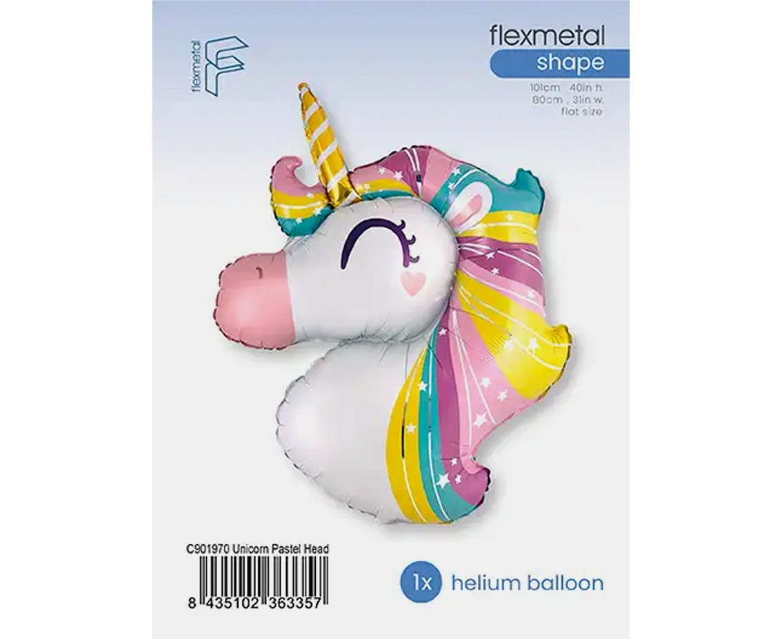 Balon foliowy 24" FX - Jednorożec pastelowy (głowa), pakowany